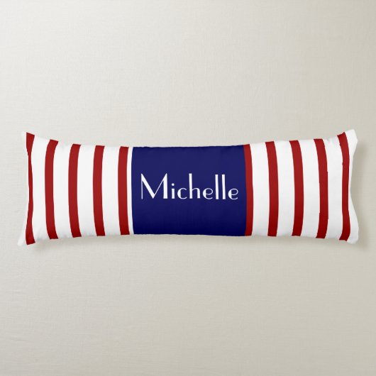 Niedliche Streifen, rot weiß und blau, Name hinzuf Seitenschläferkissen (Vorderseite)