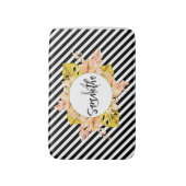 Niedliche Streifen und florale Monogramm Badematte (Vorderseite Vertikal)