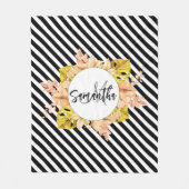Niedliche Streifen und florale Monogramm Fleecedecke (Vorderseite)