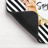 Niedliche Streifen und florale Monogramm Mousepad (Ecke)