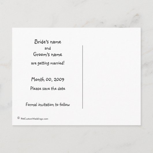 Niedliche Strichmännchen Save the Date Postkarten (Rückseite)