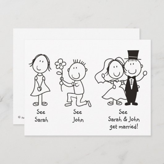 Niedliche Strichmännchen Save the Date Postkarten (Vorne/Hinten)