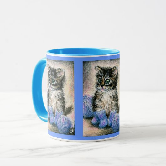 Niedliche strickende Kätzchen-Tasse Tasse (Vorderseite Links)