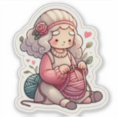 Niedliche Strickfächer Aufkleber (Vorderseite)