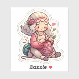 Niedliche Strickfächer Aufkleber