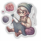 Niedliche Strickfächer Aufkleber (Vorderseite)