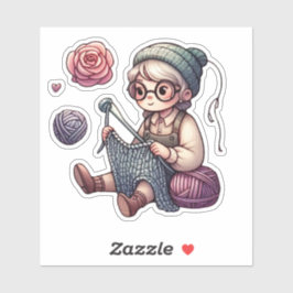 Niedliche Strickfächer Aufkleber