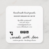 Niedliche Strickladenware für den Strick Quadratische Visitenkarte (Rückseite)