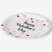 Niedliche String Hearts Happy Valentine's Day Rot  Pappteller (Schrägansicht)