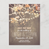 niedliche Stringleuchten rustikale Save the Date P Ankündigungspostkarte (Vorderseite)