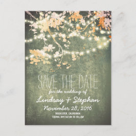 niedliche Stringleuchten rustikale Save the Date P Ankündigungspostkarte