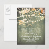 niedliche Stringleuchten rustikale Save the Date P Ankündigungspostkarte (Vorne/Hinten)