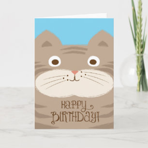 Niedliche Stripey Brown Katzen-Geburtstags-Karte Karte