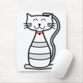 Niedliche Stripey Weiß-Katze Mousepad (Mit Mouse)
