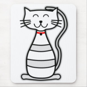 Niedliche Stripey Weiß-Katze Mousepad