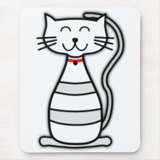 Niedliche Stripey Weiß-Katze Mousepad (Vorne)
