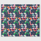 Niedliche Strümpfe zu Weihnachten Blau Geschenkpapier (Flach)