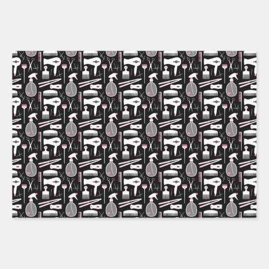 Niedliche Stylesheftwerkzeuge aus Schwarz-Rosa Geschenkpapier Set (Vorderseite 3)