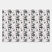 Niedliche Stylesheftwerkzeuge aus Schwarz-Rosa Geschenkpapier Set (Vorderseite)