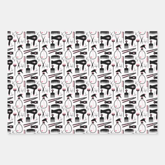 Niedliche Stylesheftwerkzeuge aus Schwarz-Rosa Geschenkpapier Set (Vorderseite)