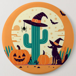 Niedliche, südwestliche Halloween-Wüste/Kakteen Button