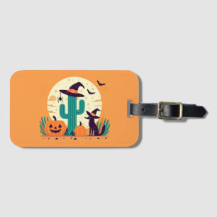 Niedliche, südwestliche Halloween-Wüste/Kakteen Gepäckanhänger