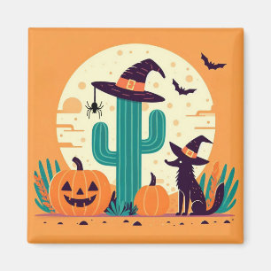 Niedliche, südwestliche Halloween-Wüste/Kakteen Magnet