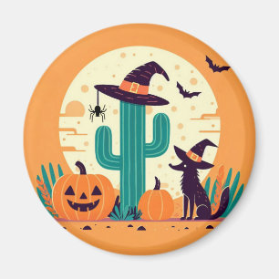 Niedliche, südwestliche Halloween-Wüste/Kakteen Magnet