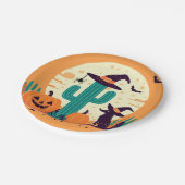 Niedliche, südwestliche Halloween-Wüste/Kakteen Pappteller (Schrägansicht)