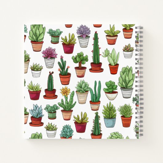 Niedliche Sukkulationen und Kaktusmuster Notizblock (Rückseite)