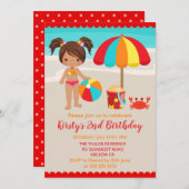 Niedliche Summer Beach Girl Geburtstagsparty Einladung (Vorne/Hinten)
