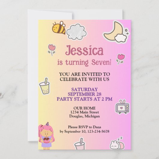 Niedliche Summer Birthday Party Einladung (Vorderseite)