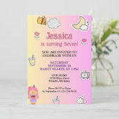 Niedliche Summer Birthday Party Einladung (Stehend Vorderseite)