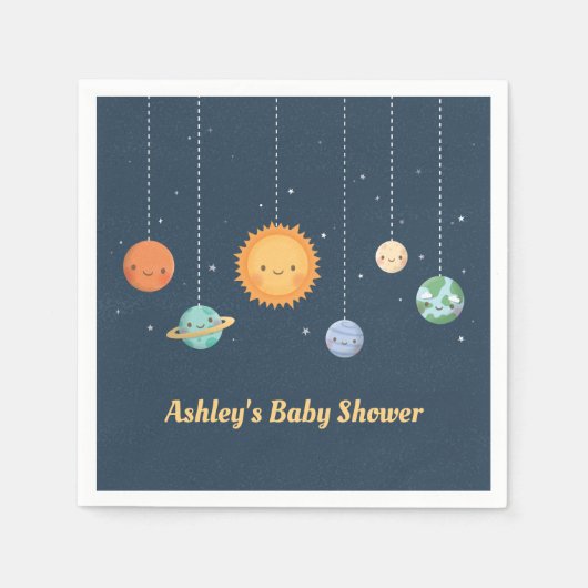 Niedliche Sun Planets Space Themendusche Serviette (Vorderseite)