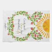 Niedliche Sun Red Blume Personalisiert Geschirrtuch (Horizontal)