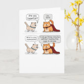 Niedliche Super Cat Wearing Cape Funny Birthday Karte (Gelbe Blume)
