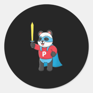 Niedliche Super Panda, die eine Maske trägt und Sc Runder Aufkleber