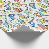 Niedliche Superhelden-Dinosaurier Geschenkpapier (Ecke)