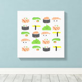 Niedliche Sushi Illustration im Kawaii-Stil Leinwanddruck (Insitu (Holzboden))