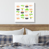 Niedliche Sushi Illustration im Kawaii-Stil Leinwanddruck (Insitu (Schlafzimmer))