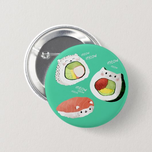 Niedliche Sushi-Katze Button (Vorne & Hinten)