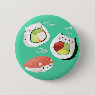 Niedliche Sushi-Katze Button