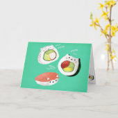 Niedliche Sushi-Katze Karte (Gelbe Blume)