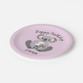 Niedliche süß - KOALA - Happy Birthday - Pink Pappteller (Schrägansicht)
