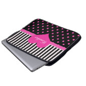 Niedliche, süß-rosa Polka-Punkte mit Namen Laptopschutzhülle (Vorne Knopf)