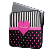 Niedliche, süß-rosa Polka-Punkte mit Namen Laptopschutzhülle (Vorderseite Links)