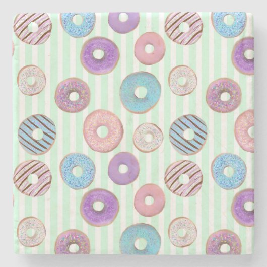 Niedliche, süße Donut-Pastellstreifen Steinuntersetzer (Vorderseite)