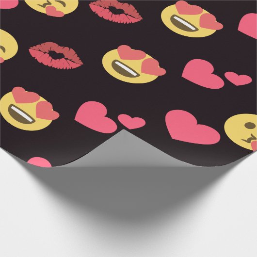 niedliche süße emoji Liebeherzen küssen Geschenkpapier (Ecke)