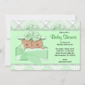 NIEDLICHE süße grüne Baby-Dusche Einladung (Vorderseite)