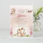 Niedliche süße kleine Waldtiere Hirschhuhn Einladung (Stehend Vorderseite)